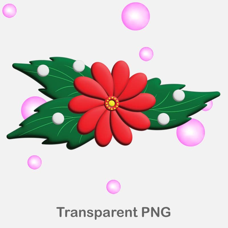 Red 3D flower PNG file for DIY projects
